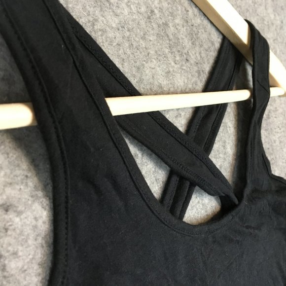 Urban Outfitters Tank Top S Solid Black Scoop Neck Crossover Back Slim Fit BDG - Picture 4 of 12